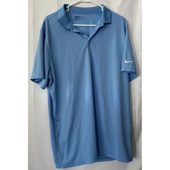 NIKE GOLF Mens Dri-Fit Polo Baby Blue Shirt XL Embroidered‎ Swoosh Sleeve - Picture 1 of 7